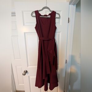 Elegant Sleeveless Red Calvin Klein Dress